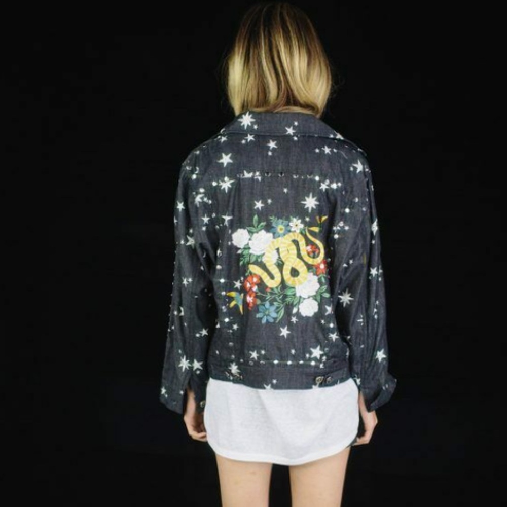 Lenni the Label Black Zero Jacket Studs Snake Embroidered Patch